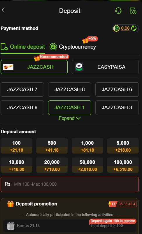 Depositing in Bet877 Game
